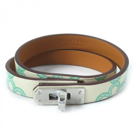 HERMES bracelet Main: Vaux Swift Green Ivory Mini kelly Doubletour Lucky Daisy Women Used Authentic