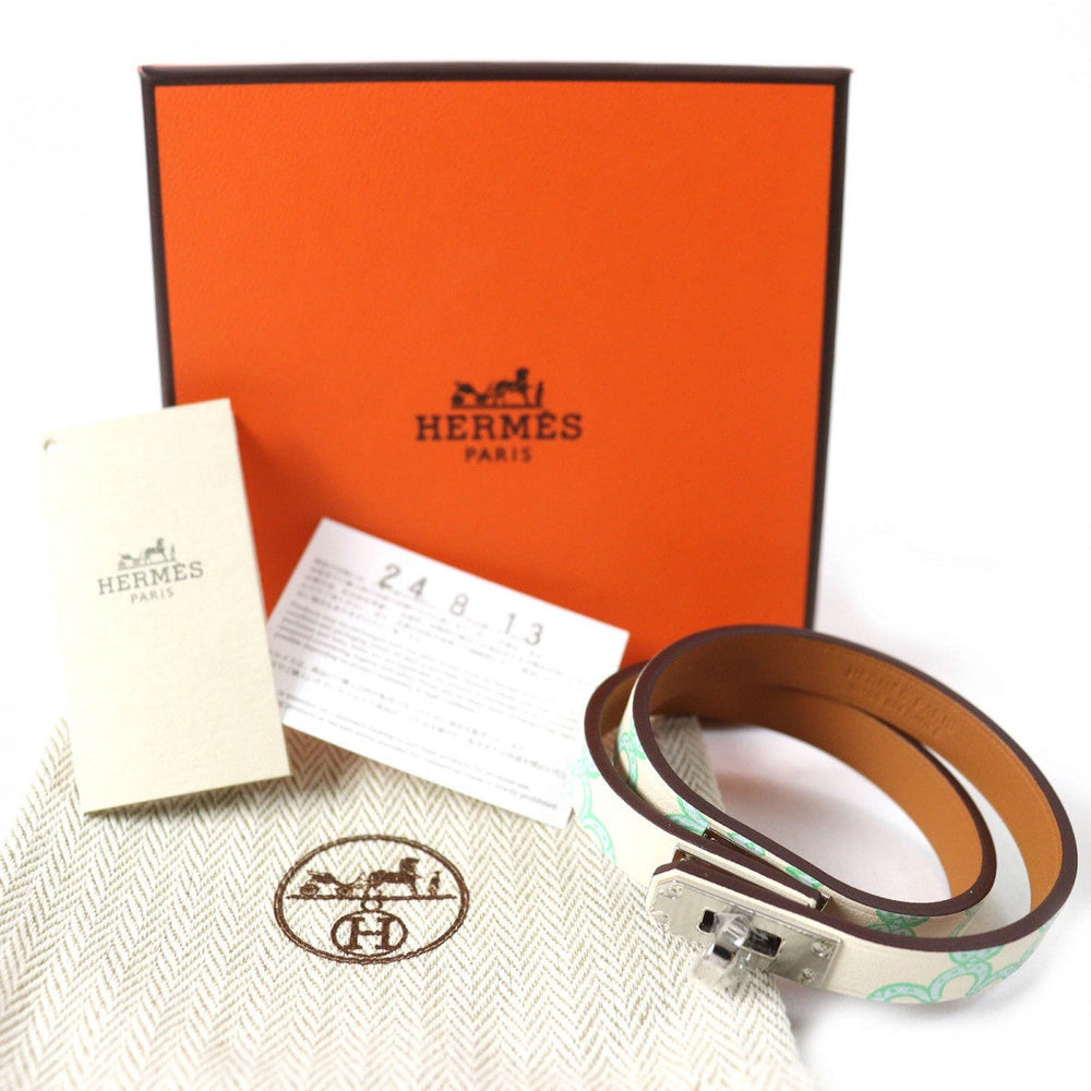 HERMES bracelet Main: Vaux Swift Green Ivory Mini kelly Doubletour Lucky Daisy Women Used Authentic