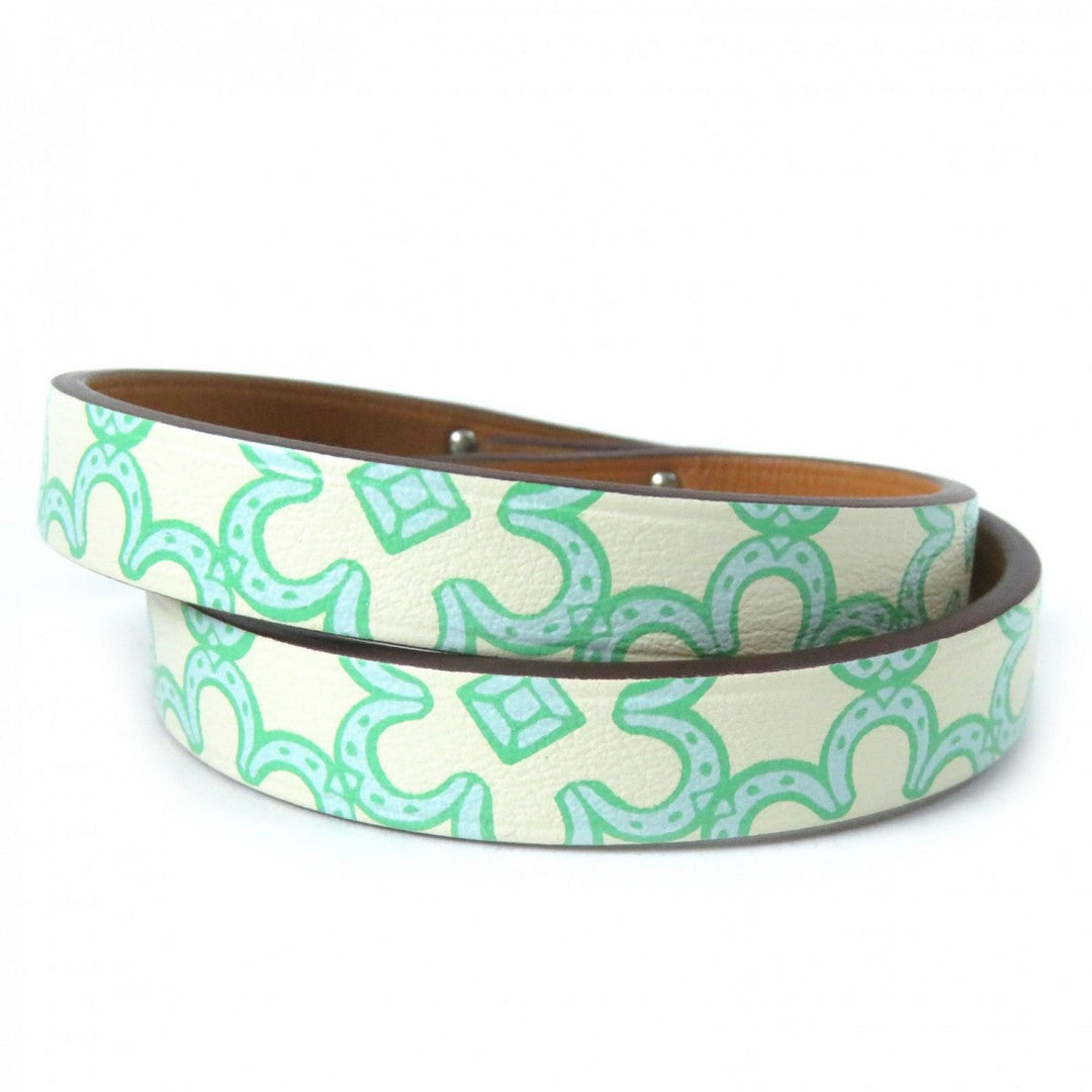 HERMES bracelet Main: Vaux Swift Green Ivory Mini kelly Doubletour Lucky Daisy Women Used Authentic
