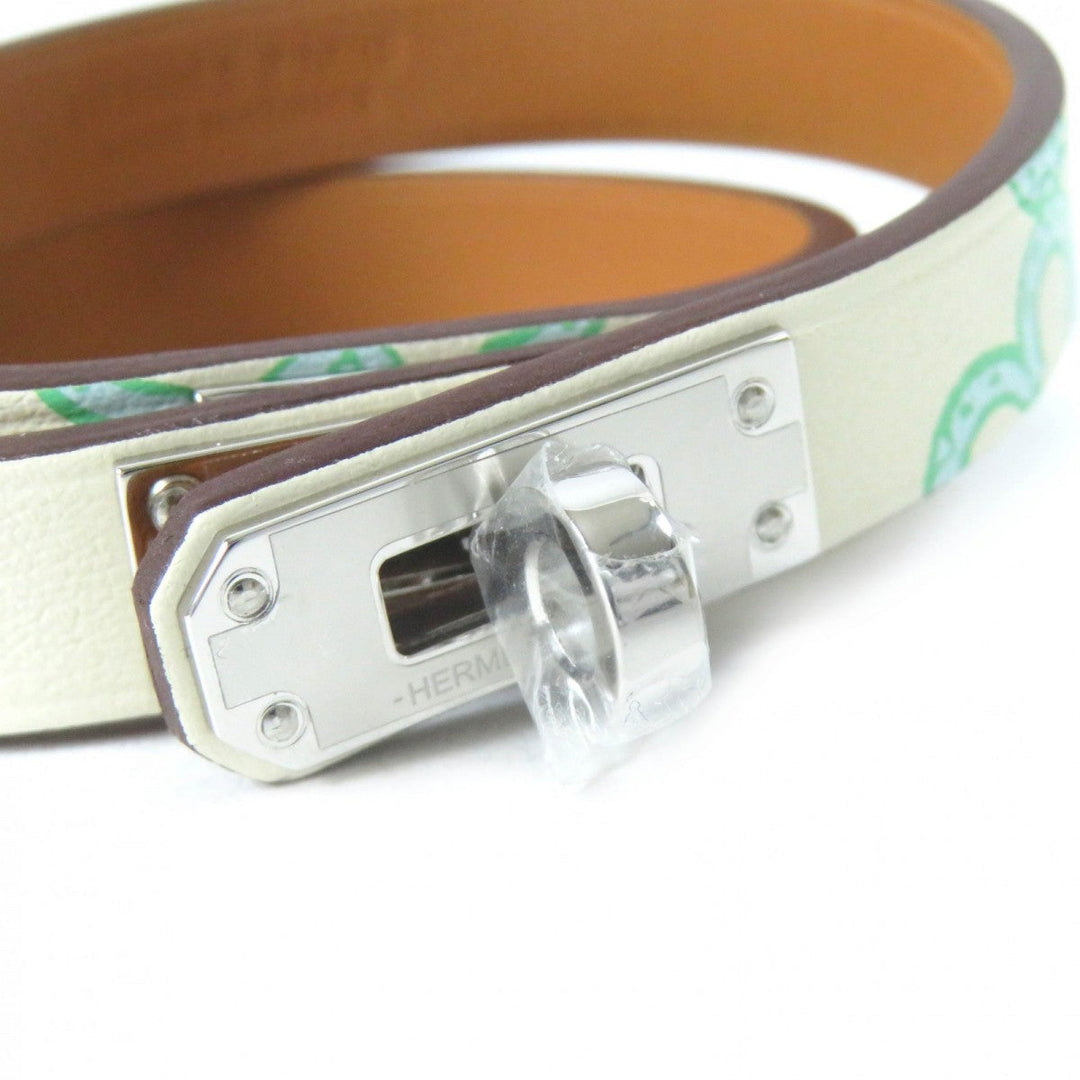 HERMES bracelet Main: Vaux Swift Green Ivory Mini kelly Doubletour Lucky Daisy Women Used Authentic