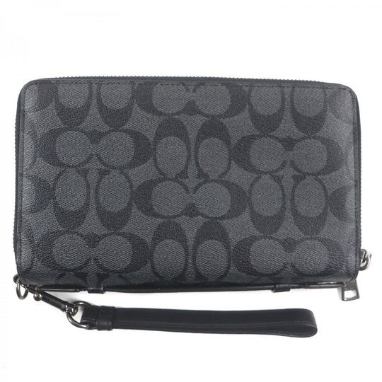 COACH Long Wallet Purse F66562 Main: PVC, Part: Leather Black Grey mens Used Authentic