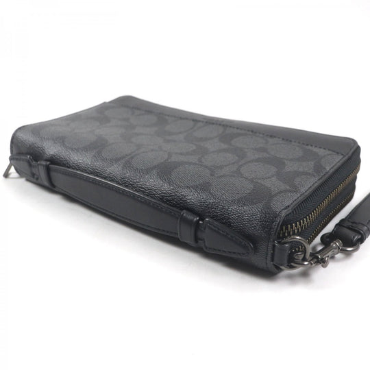 COACH Long Wallet Purse F66562 Main: PVC, Part: Leather Black Grey mens Used Authentic