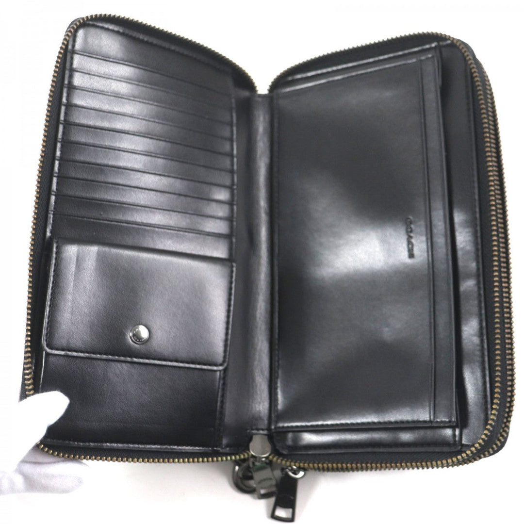 COACH Long Wallet Purse F66562 Main: PVC, Part: Leather Black Grey mens Used Authentic