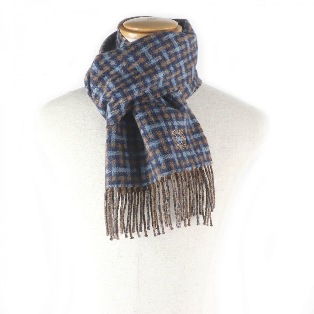 HERMES Scarf Main: 100% cashmere Blue type H ecoce rectoverso mens Used Authentic