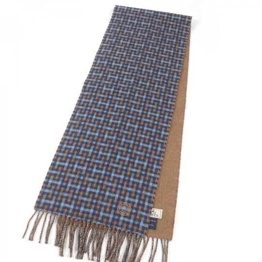 HERMES Scarf Main: 100% cashmere Blue type H ecoce rectoverso mens Used Authentic