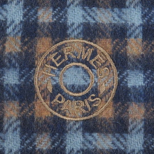 HERMES Scarf Main: 100% cashmere Blue type H ecoce rectoverso mens Used Authentic