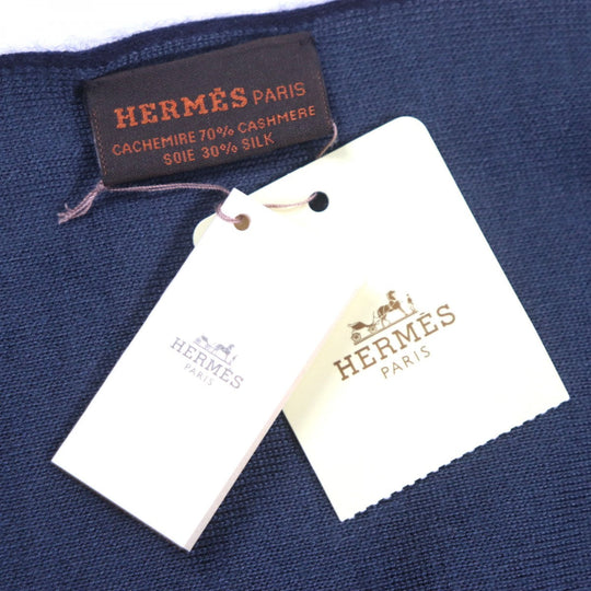 HERMES Scarf 733631T Main: 70% cashmere, Main: 30% silk MARINE ARDOISE Allertour mens Used Authentic
