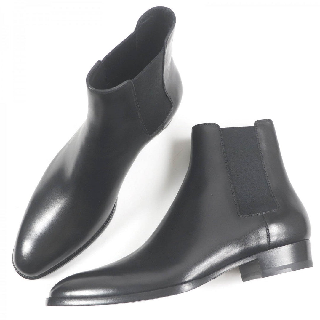 SAINT LAURENT PARIS boots 592438 leather black Wyatt 43