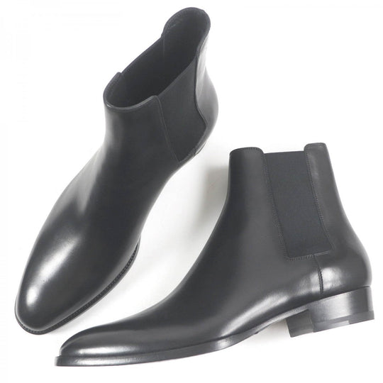 SAINT LAURENT PARIS boots 592438 leather black Wyatt 43