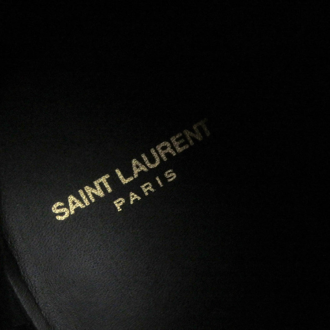 SAINT LAURENT PARIS boots 592438 leather black Wyatt 43