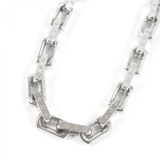 LOUIS VUITTON Necklace M00307 metal Silver Necklace�EChain monogram mens Used Authentic
