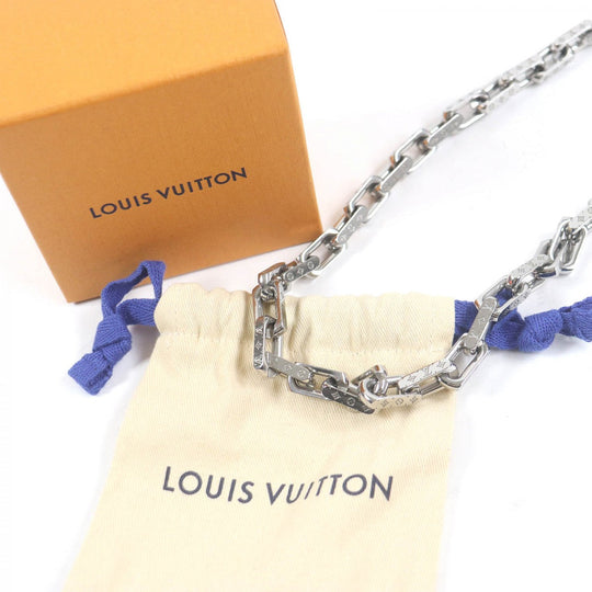LOUIS VUITTON Necklace M00307 metal Silver Necklace�EChain monogram mens Used Authentic