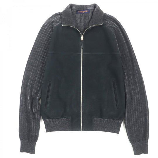 LOUIS VUITTON Blouson HGN11WIYV Outer material: 100% cotton, Lining: 100% cupra, Leather part: cowhide Black dark gray mens M Used Authentic
