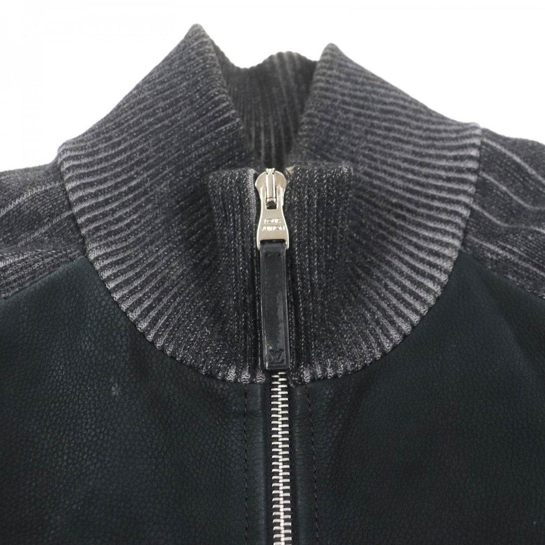 LOUIS VUITTON Blouson HGN11WIYV Outer material: 100% cotton, Lining: 100% cupra, Leather part: cowhide Black dark gray mens M Used Authentic