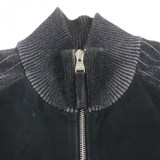 LOUIS VUITTON Blouson HGN11WIYV Outer material: 100% cotton, Lining: 100% cupra, Leather part: cowhide Black dark gray mens M Used Authentic