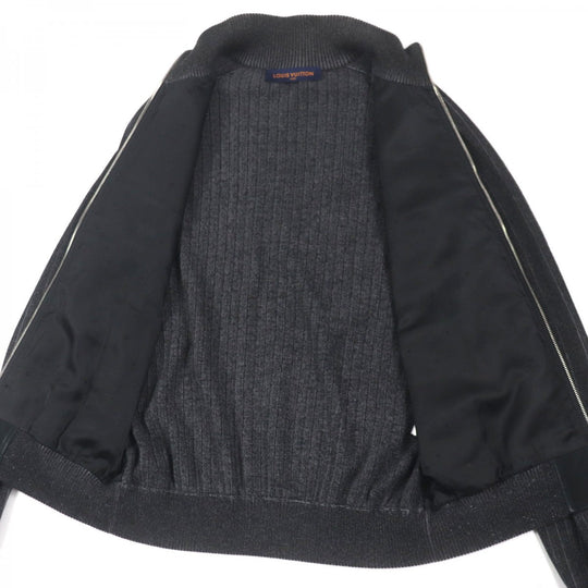 LOUIS VUITTON Blouson HGN11WIYV Outer material: 100% cotton, Lining: 100% cupra, Leather part: cowhide Black dark gray mens M Used Authentic