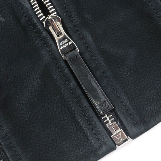 LOUIS VUITTON Blouson HGN11WIYV Outer material: 100% cotton, Lining: 100% cupra, Leather part: cowhide Black dark gray mens M Used Authentic