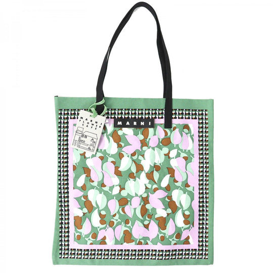 MARNI Tote Bag SHMH0046A0T0000 Main: Cotton, Part: Cowhide Green type FLOWER CAFE Women Used Authentic