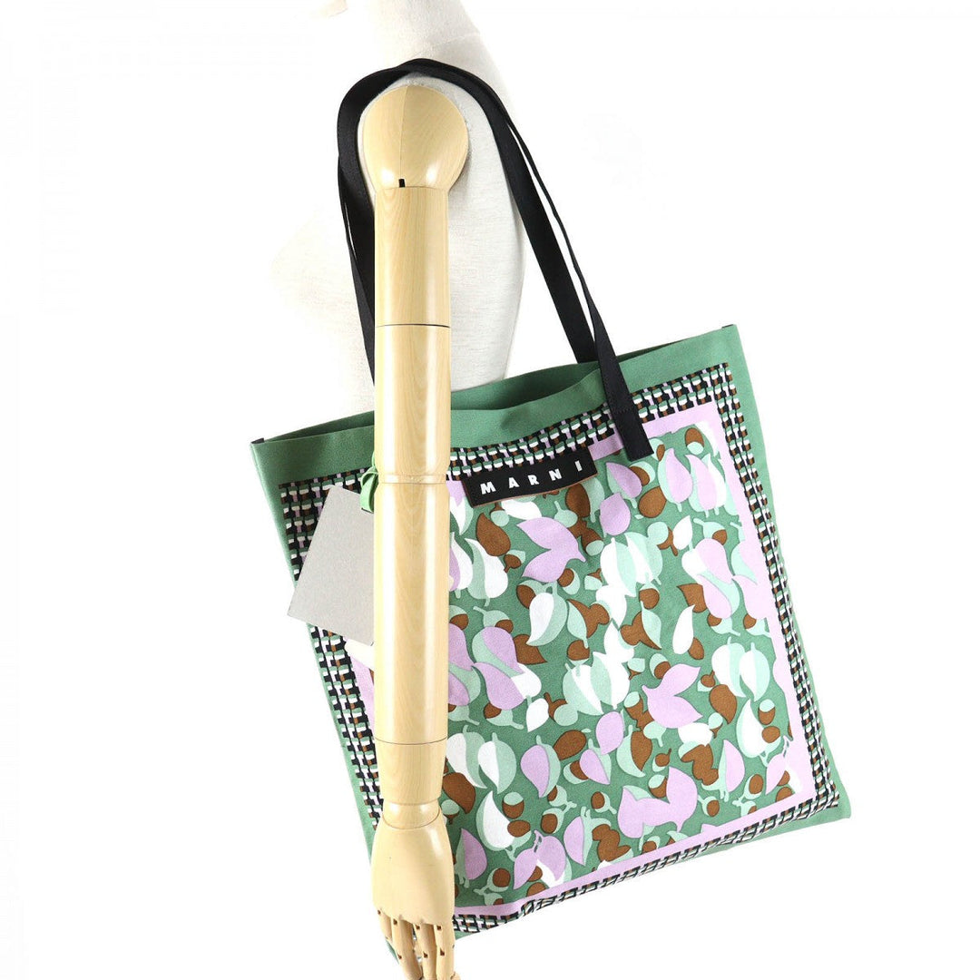MARNI Tote Bag SHMH0046A0T0000 Main: Cotton, Part: Cowhide Green type FLOWER CAFE Women Used Authentic