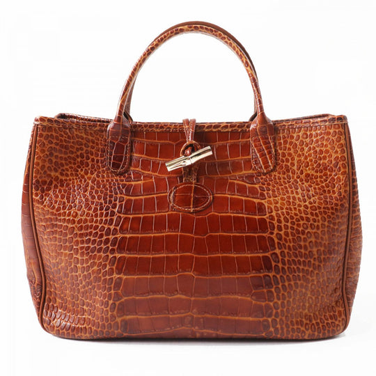Longchamp Handbag Embossed leather Brown Rozo