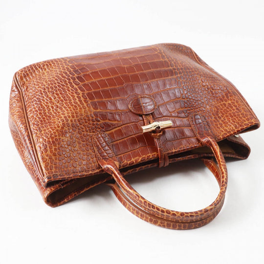 Longchamp Handbag Embossed leather Brown Rozo