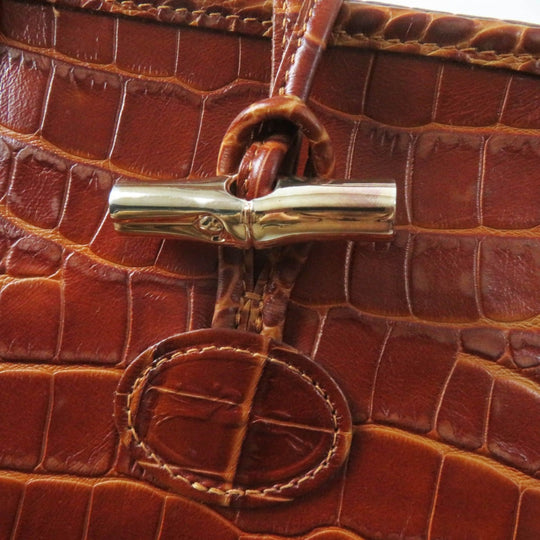 Longchamp Handbag Embossed leather Brown Rozo