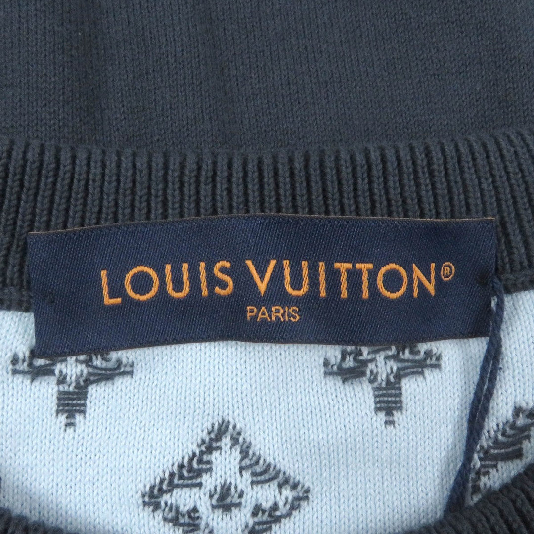 LOUIS VUITTON knit 1AFAPP Main: 100% cotton Blue gray type mens M Used Authentic
