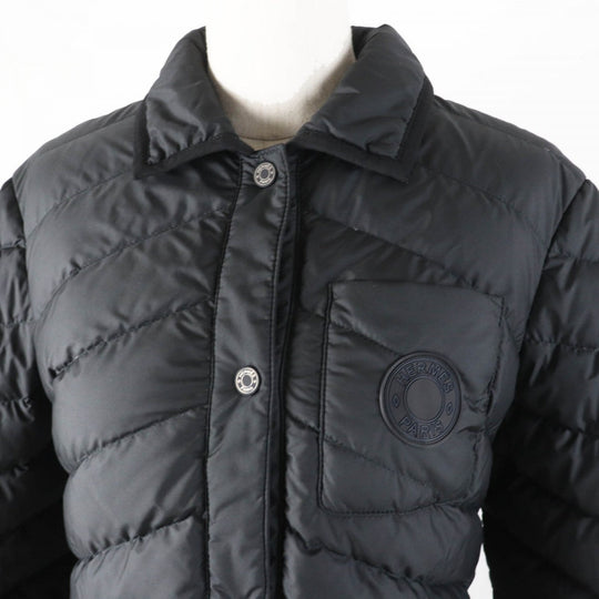 HERMES Down jacket 3H0185DA Outer: 100% polyester, Lining: 100% polyester, Part: 64% cotton, Part: 36% viscose (rayon), Filling: 90% down black Women 38 Used Authentic