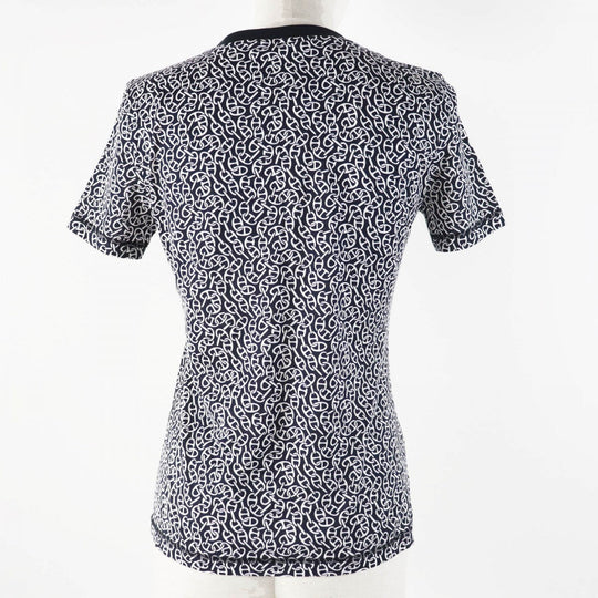 HERMES Short sleeve T-shirt 4E4620DB Main: 100% cotton, part: 98% cotton, part: 2% polyurethane Black White Naoussa Chaine Micro Naoussa Chaine Women 34 Used Authentic