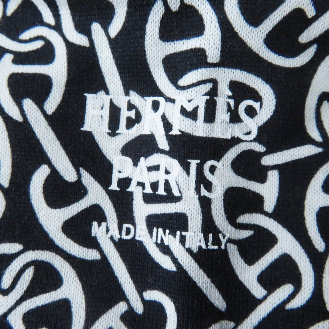 HERMES Short sleeve T-shirt 4E4620DB Main: 100% cotton, part: 98% cotton, part: 2% polyurethane Black White Naoussa Chaine Micro Naoussa Chaine Women 34 Used Authentic