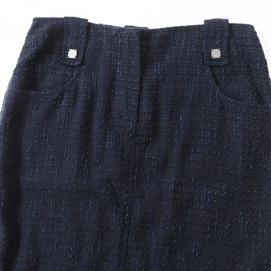 CHANEL Tweed skirt 01P P17613 Main: 42% wool, 31% cotton, 18% viscose, 9% nylon Navy black Women 40 Used Authentic