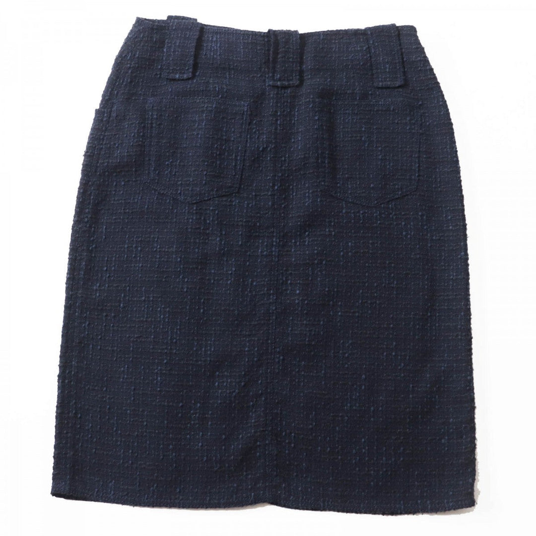 CHANEL Tweed skirt 01P P17613 Main: 42% wool, 31% cotton, 18% viscose, 9% nylon Navy black Women 40 Used Authentic