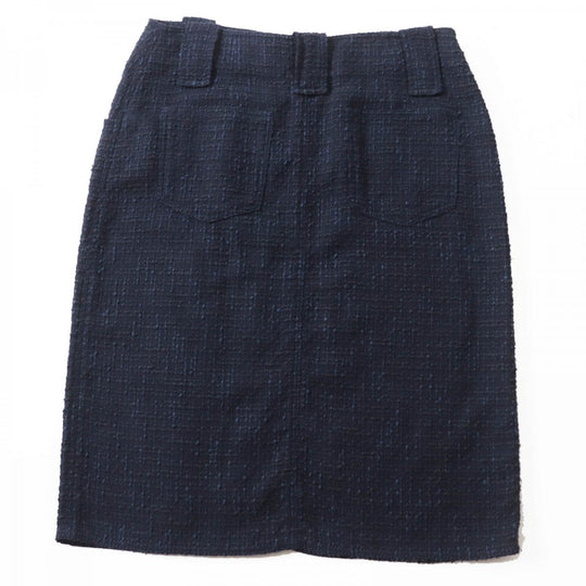 CHANEL Tweed skirt 01P P17613 Main: 42% wool, 31% cotton, 18% viscose, 9% nylon Navy black Women 40 Used Authentic