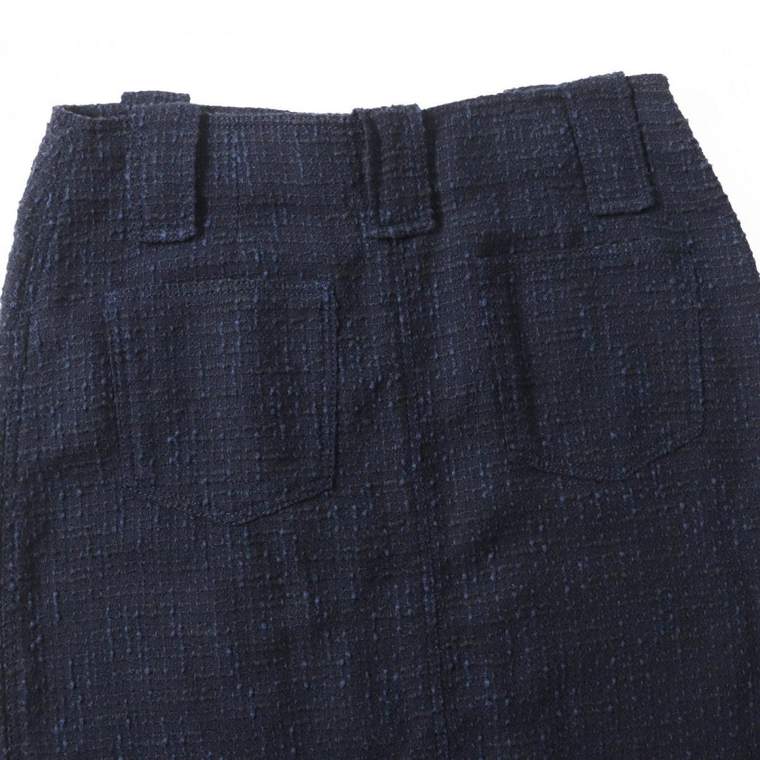 CHANEL Tweed skirt 01P P17613 Main: 42% wool, 31% cotton, 18% viscose, 9% nylon Navy black Women 40 Used Authentic