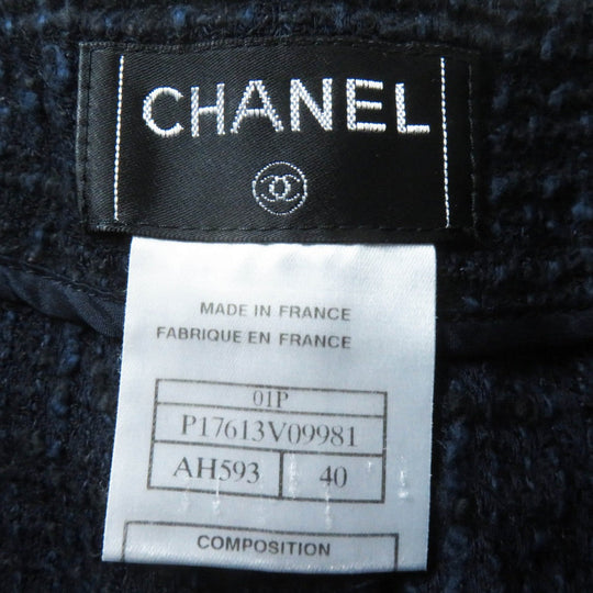 CHANEL Tweed skirt 01P P17613 Main: 42% wool, 31% cotton, 18% viscose, 9% nylon Navy black Women 40 Used Authentic