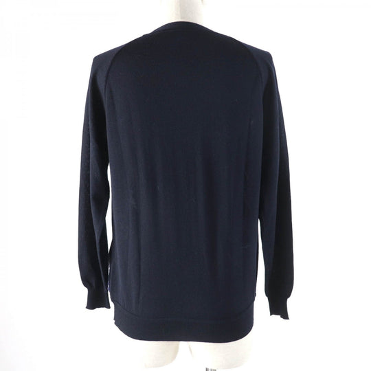 HERMES knit Main: 100% wool, Part: 100% silk Navy Eperon d'or Tellier Golden Spur Women 36 Used Authentic