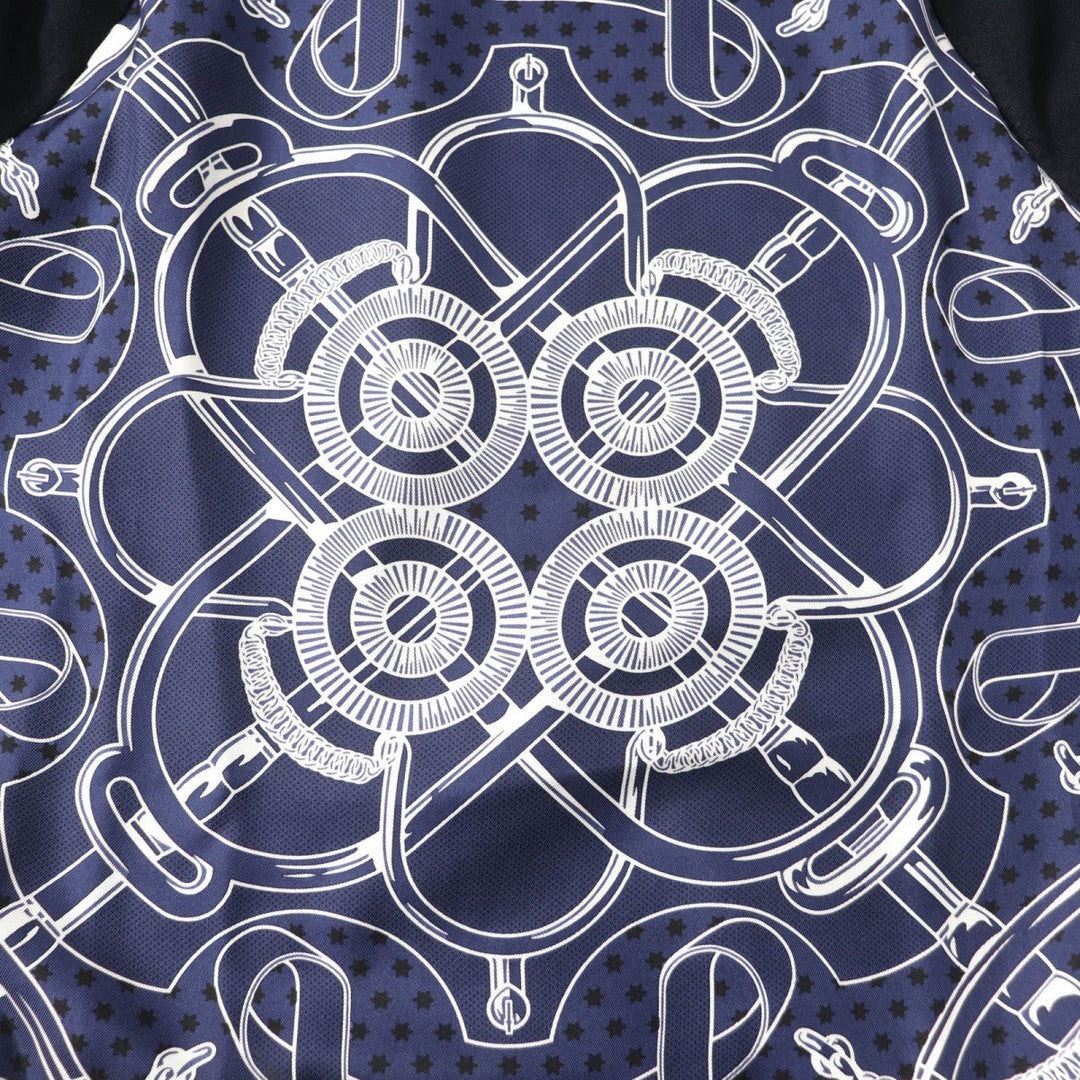 HERMES knit Main: 100% wool, Part: 100% silk Navy Eperon d'or Tellier Golden Spur Women 36 Used Authentic