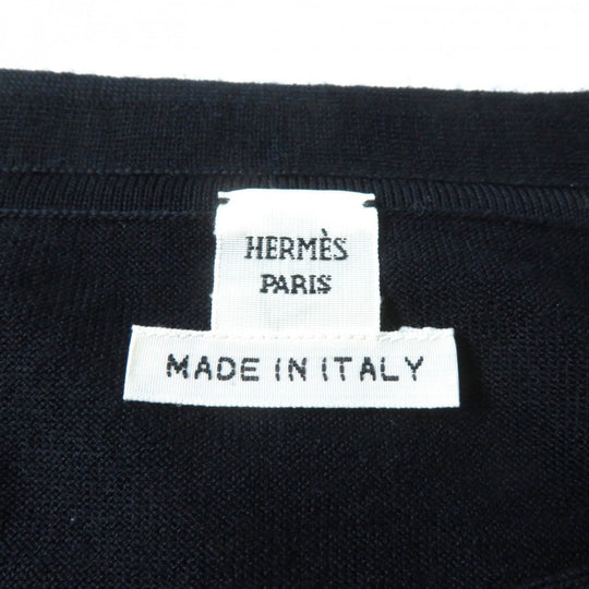 HERMES knit Main: 100% wool, Part: 100% silk Navy Eperon d'or Tellier Golden Spur Women 36 Used Authentic