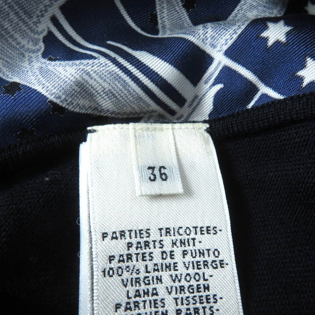 HERMES knit Main: 100% wool, Part: 100% silk Navy Eperon d'or Tellier Golden Spur Women 36 Used Authentic
