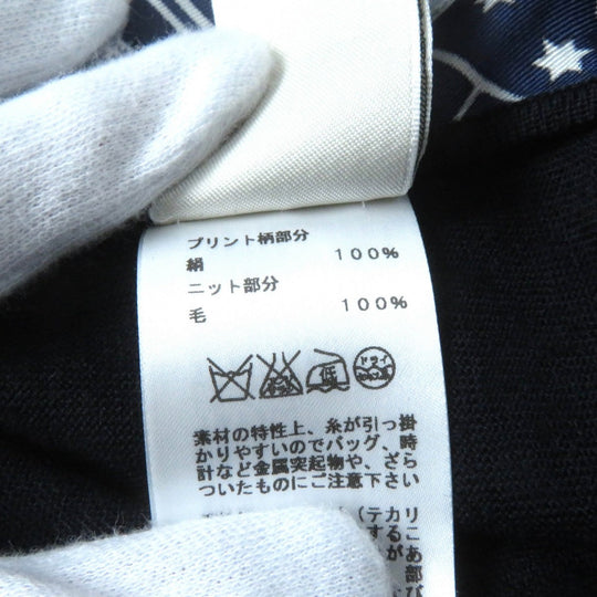 HERMES knit Main: 100% wool, Part: 100% silk Navy Eperon d'or Tellier Golden Spur Women 36 Used Authentic