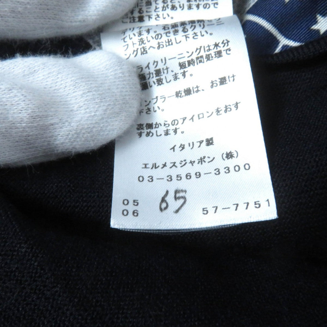 HERMES knit Main: 100% wool, Part: 100% silk Navy Eperon d'or Tellier Golden Spur Women 36 Used Authentic