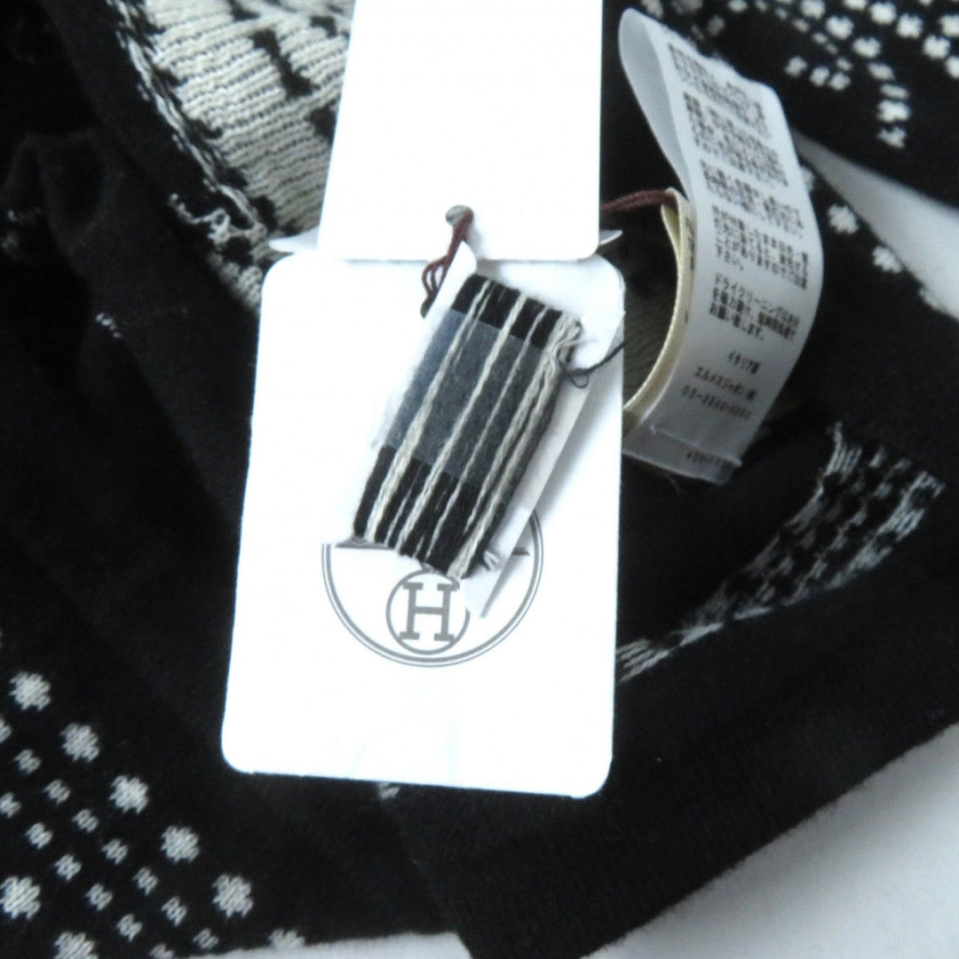 HERMES knit 3E2642D8 Main: 63% cashmere, Main: 35% cotton, Main: 2% nylon, Part: 100% rayon Black White BRIDES de GALA Ceremony Bridle Women 36 Used Authentic