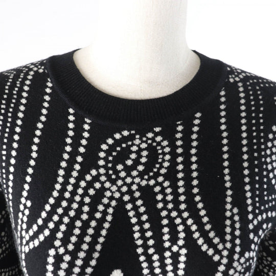 HERMES knit 3E2642D8 Main: 63% cashmere, Main: 35% cotton, Main: 2% nylon, Part: 100% rayon Black White BRIDES de GALA Ceremony Bridle Women 36 Used Authentic