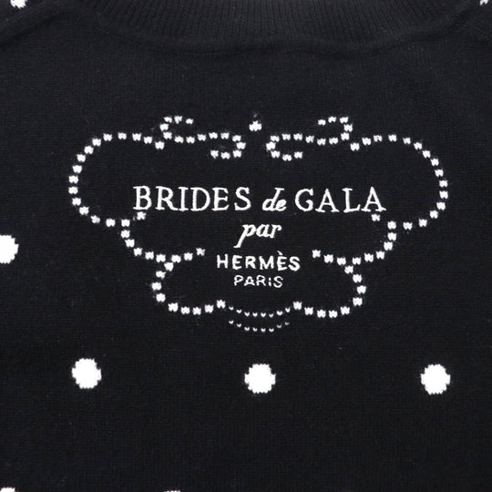 HERMES knit 3E2642D8 Main: 63% cashmere, Main: 35% cotton, Main: 2% nylon, Part: 100% rayon Black White BRIDES de GALA Ceremony Bridle Women 36 Used Authentic