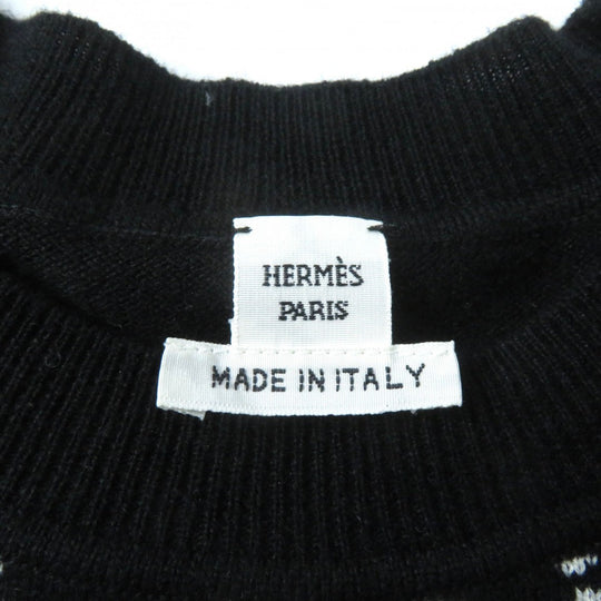 HERMES knit 3E2642D8 Main: 63% cashmere, Main: 35% cotton, Main: 2% nylon, Part: 100% rayon Black White BRIDES de GALA Ceremony Bridle Women 36 Used Authentic