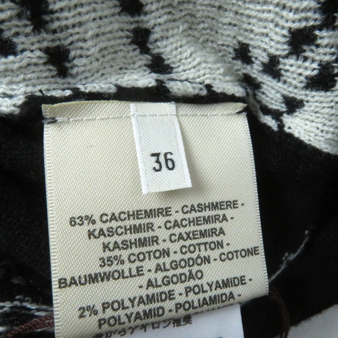 HERMES knit 3E2642D8 Main: 63% cashmere, Main: 35% cotton, Main: 2% nylon, Part: 100% rayon Black White BRIDES de GALA Ceremony Bridle Women 36 Used Authentic