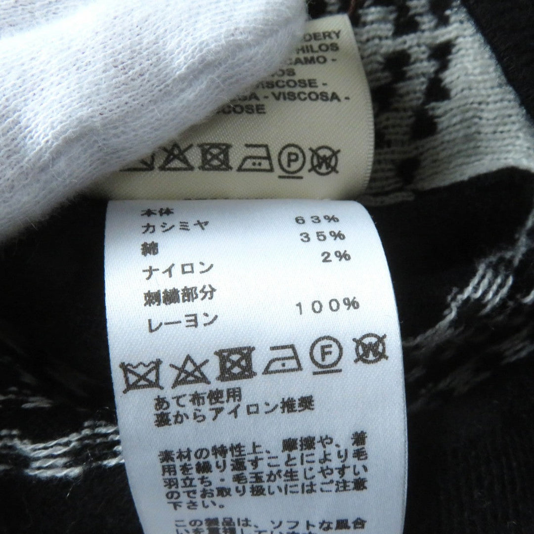 HERMES knit 3E2642D8 Main: 63% cashmere, Main: 35% cotton, Main: 2% nylon, Part: 100% rayon Black White BRIDES de GALA Ceremony Bridle Women 36 Used Authentic