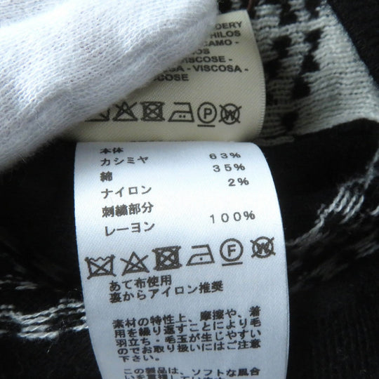 HERMES knit 3E2642D8 Main: 63% cashmere, Main: 35% cotton, Main: 2% nylon, Part: 100% rayon Black White BRIDES de GALA Ceremony Bridle Women 36 Used Authentic