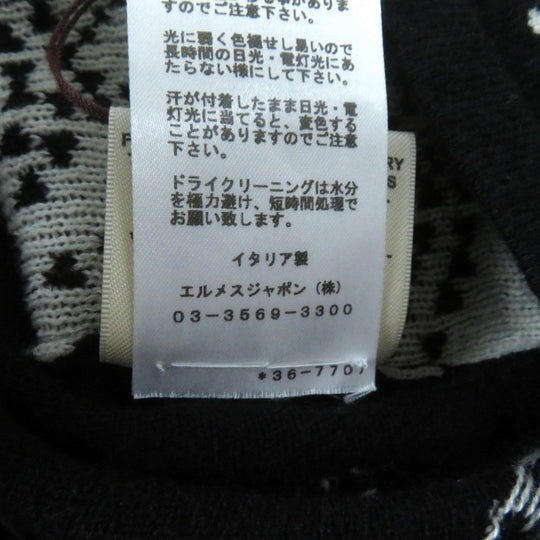 HERMES knit 3E2642D8 Main: 63% cashmere, Main: 35% cotton, Main: 2% nylon, Part: 100% rayon Black White BRIDES de GALA Ceremony Bridle Women 36 Used Authentic