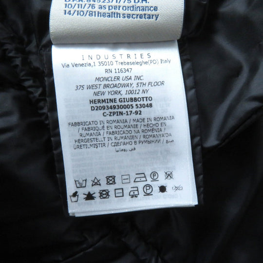 MONCLER down coat Outer: 100% polyamide (nylon), Lining: 100% polyamide (nylon), Part: 100% polyamide (nylon), Filling: 90% down, Filling: 10% feather black HERMINE Women 1 Used Authentic